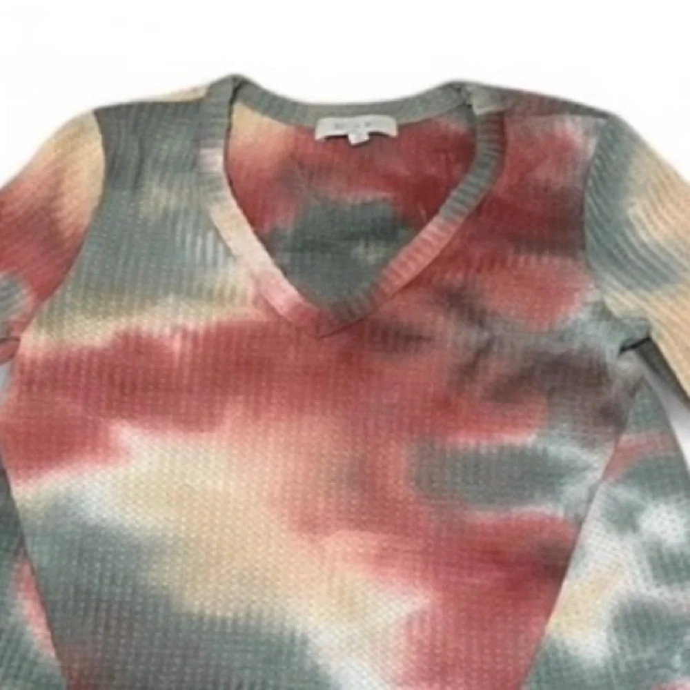 Anthropologie Eri + Ali Tallie Rainbow Tie Dye Waffle Knit sweater, size XS